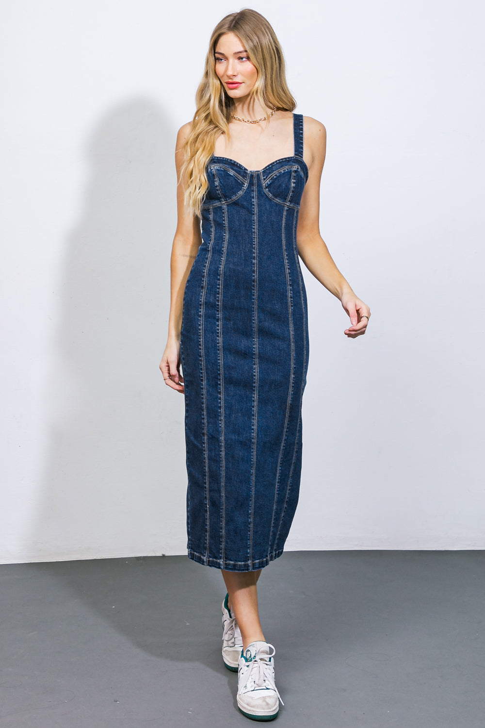 A GREATER LOVE DENIM MIDI DRESS Flying Tomato